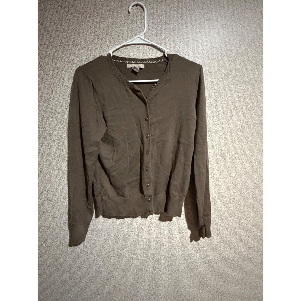 Banana Republic Womens Brown Cotton Rayon Button Up Cardigan Sweater Size M